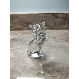 Vintage Retired 1994 Lenox Clear Crystal Cat 4.25” Figurine Paperweight